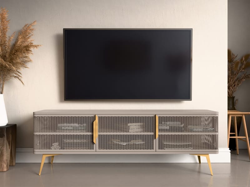 Mireva Tv-bänk 180 cm - beige, guld - Möbler - Vardagsrum - Tv-möbler & mediamöbler - Tv-bänkar