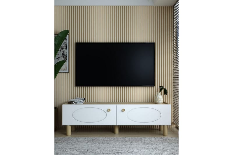 Mittopuri Tv-bänk 153,6 cm - Taupe/Vit - Möbler - Vardagsrum - Tv-möbler & mediamöbler - Tv-bänkar