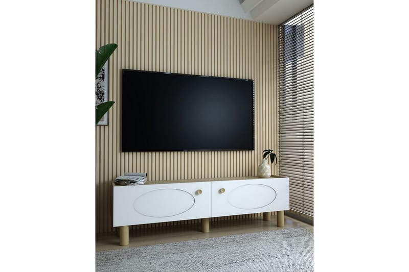 Mittopuri Tv-bänk 153,6 cm - Taupe/Vit - Möbler - Vardagsrum - Tv-möbler & mediamöbler - Tv-bänkar