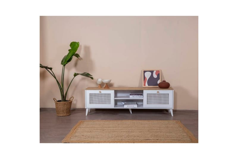 Mjudi Tv-bänk 55 cm - Ljusbrun/Vit - Möbler - Vardagsrum - Tv-möbler & mediamöbler - Tv-bänkar