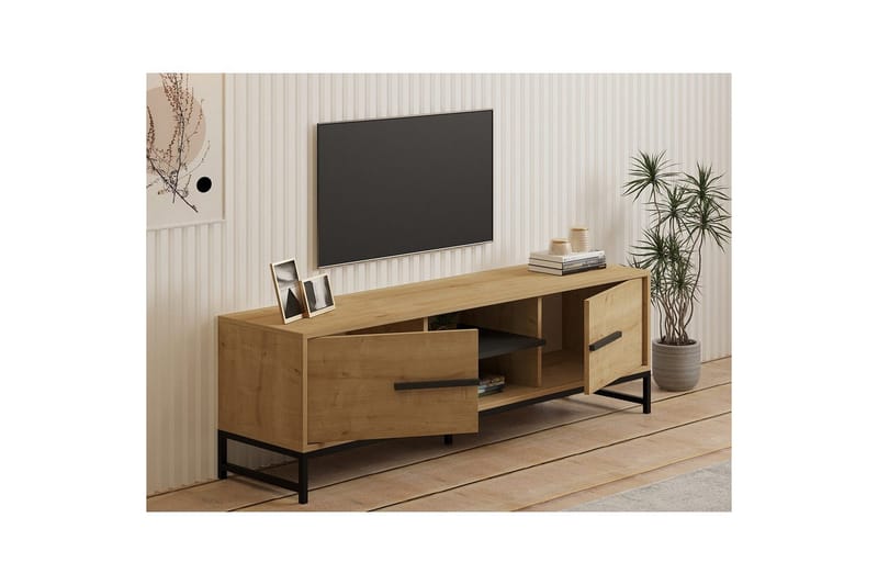 Mono Golvstående TV-bänk 160 cm med Förvaring i Ek - Beige - Möbler - Vardagsrum - Tv-möbler & mediamöbler - Tv-bänkar