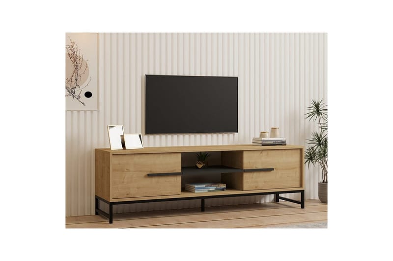 Mono Golvstående TV-bänk 160 cm med Förvaring i Ek - Beige - Möbler - Vardagsrum - Tv-möbler & mediamöbler - Tv-bänkar