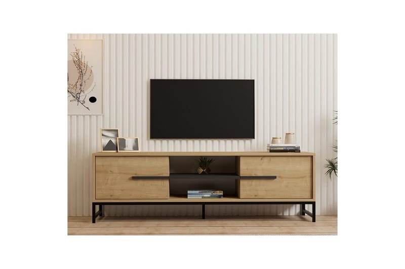 Mono Golvstående TV-bänk 160 cm med Förvaring i Ek - Beige - Möbler - Vardagsrum - Tv-möbler & mediamöbler - Tv-bänkar
