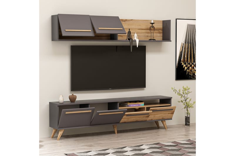 MONO Tv-möbelset 180x22 cm Brun/Svart - Tv-möbelset