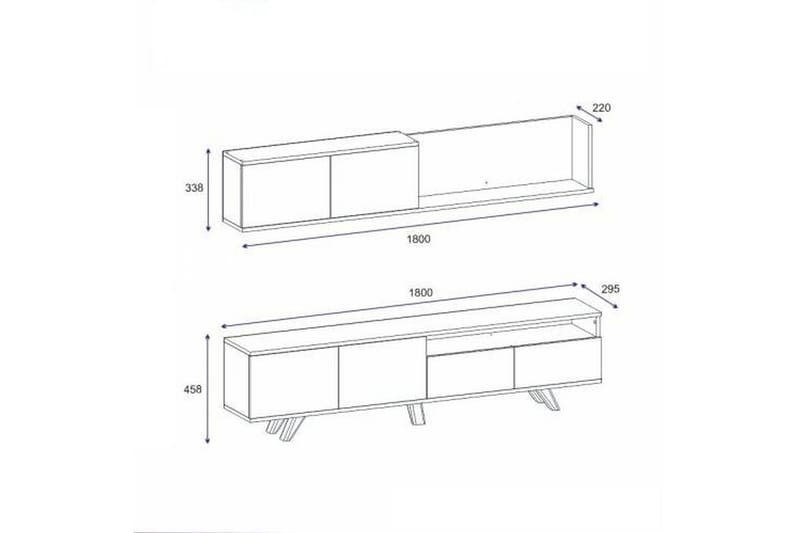 MONO Tv-möbelset 180x22 cm Brun/Svart - Tv-möbelset