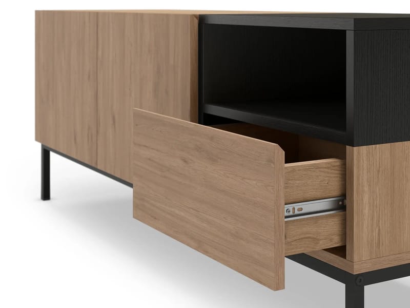 Morlen Tv-Bänk 140 cm - Naturlig ek, Wood Black, svart - Möbler - Vardagsrum - Tv-möbler & mediamöbler - Tv-bänkar