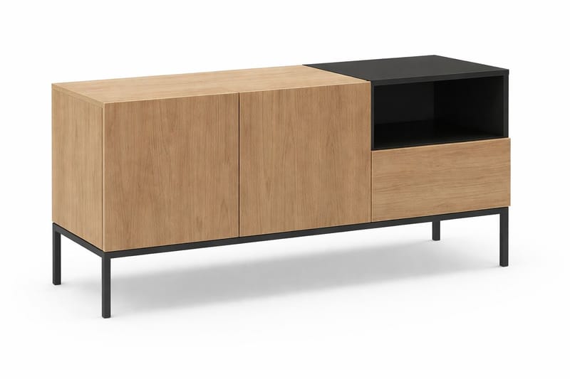Morlen Tv-Bänk 140 cm - Naturlig ek, Wood Black, svart - Möbler - Vardagsrum - Tv-möbler & mediamöbler - Tv-bänkar
