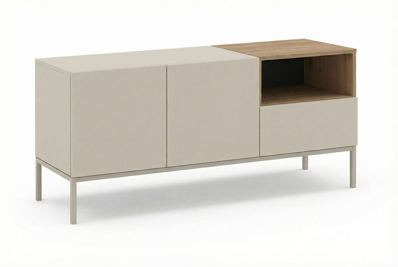 Morlen Tv-Bänk 140 cm, Santstone och naturlig ek