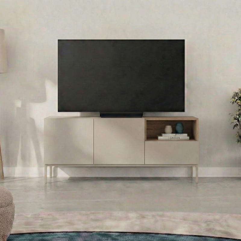 Morlen Tv-Bänk 140 cm - Santstone och naturlig ek - Möbler - Vardagsrum - Tv-möbler & mediamöbler - Tv-bänkar