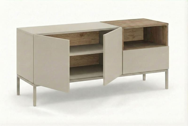Morlen Tv-Bänk 140 cm - Santstone och naturlig ek - Möbler - Vardagsrum - Tv-möbler & mediamöbler - Tv-bänkar