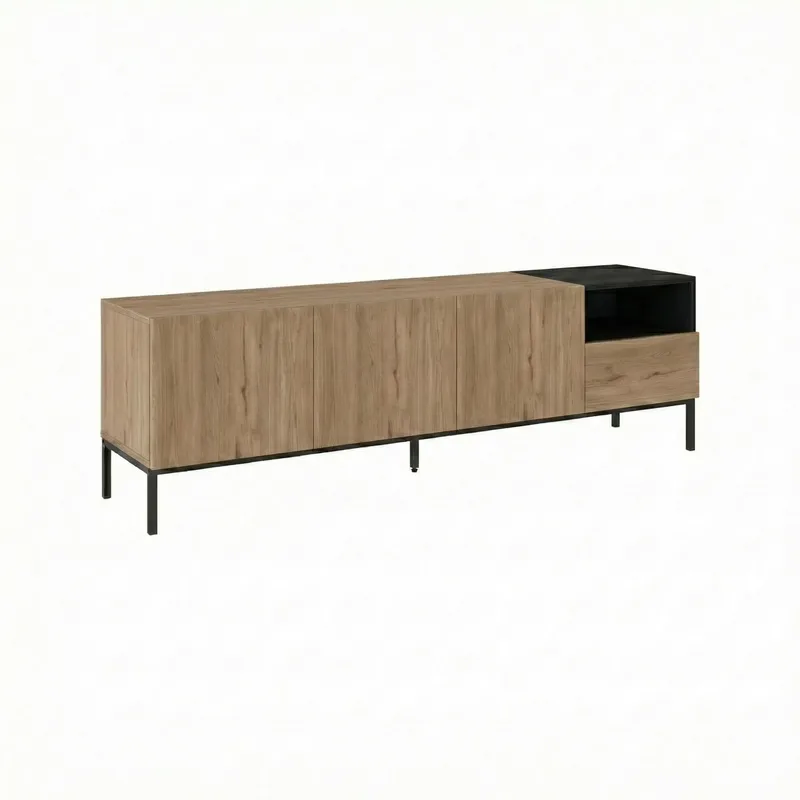 Morlen TV-bänk 180x55x41,8 cm - naturfärgad ek, svart, sandstone - Möbler - Vardagsrum - Tv-möbler & mediamöbler - Tv-bänkar