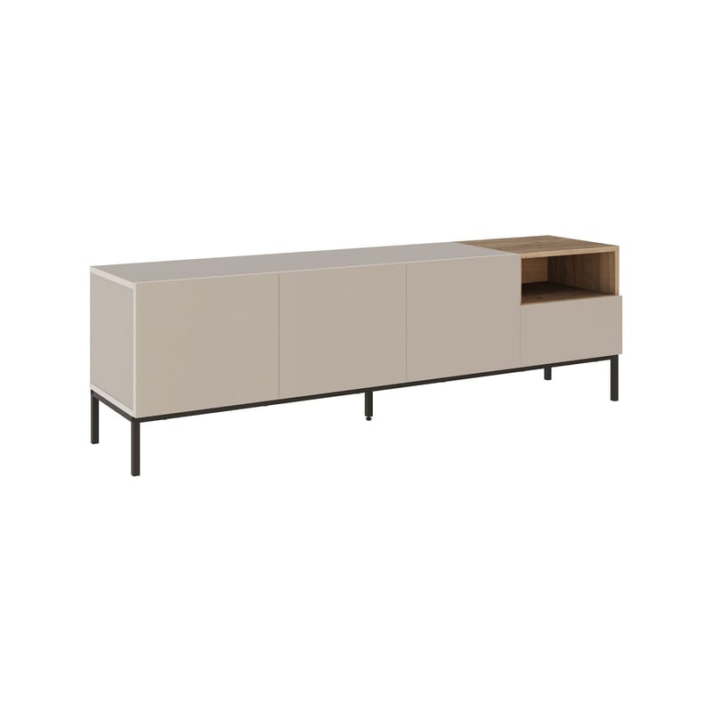 Morlen TV-bänk 180x55x41,8 cm - sandsten, naturlig ek och svart - Möbler - Vardagsrum - Tv-möbler & mediamöbler - Tv-bänkar
