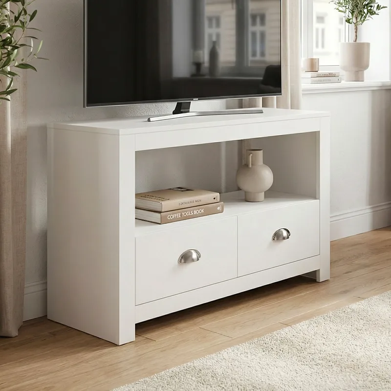 Morova TV-bänk 85 cm - Vit och silver - Möbler - Vardagsrum - Tv-möbler & mediamöbler - Tv-bänkar