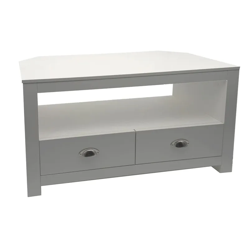 Morova TV-bänk 85 cm, Vit och silver