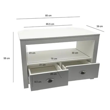Morova TV-bänk 85 cm - Vit och silver - Möbler - Vardagsrum - Tv-möbler & mediamöbler - Tv-bänkar