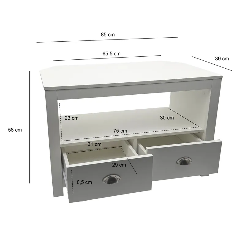 Morova TV-bänk 85 cm - Vit och silver - Möbler - Vardagsrum - Tv-möbler & mediamöbler - Tv-bänkar
