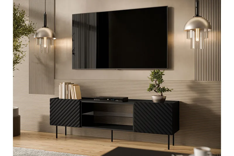 Munkedal Tv-bänk 181 cm - Svart - Möbler - Vardagsrum - Tv-möbler & mediamöbler - Tv-bänkar