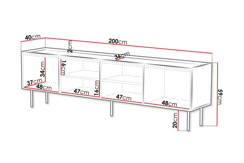 Munkedal Tv-bänk 200 cm - Vit - Möbler - Vardagsrum - Tv-möbler & mediamöbler - Tv-bänkar