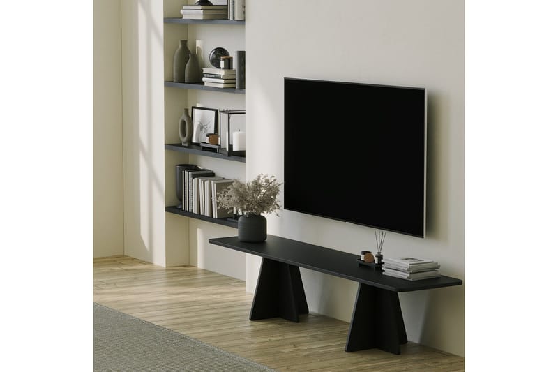 Munne Golvstående Rektangulär TV Bänk 180 cm i Målat Trä - Svart - Möbler - Vardagsrum - Tv-möbler & mediamöbler - Tv-bänkar