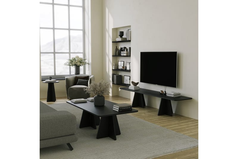 Munne Golvstående Rektangulär TV Bänk 180 cm i Målat Trä - Svart - Möbler - Vardagsrum - Tv-möbler & mediamöbler - Tv-bänkar