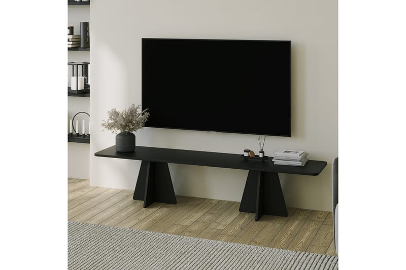 Munne Golvstående Rektangulär TV Bänk 180 cm i Målat Trä - Svart - Möbler - Vardagsrum - Tv-möbler & mediamöbler - Tv-bänkar