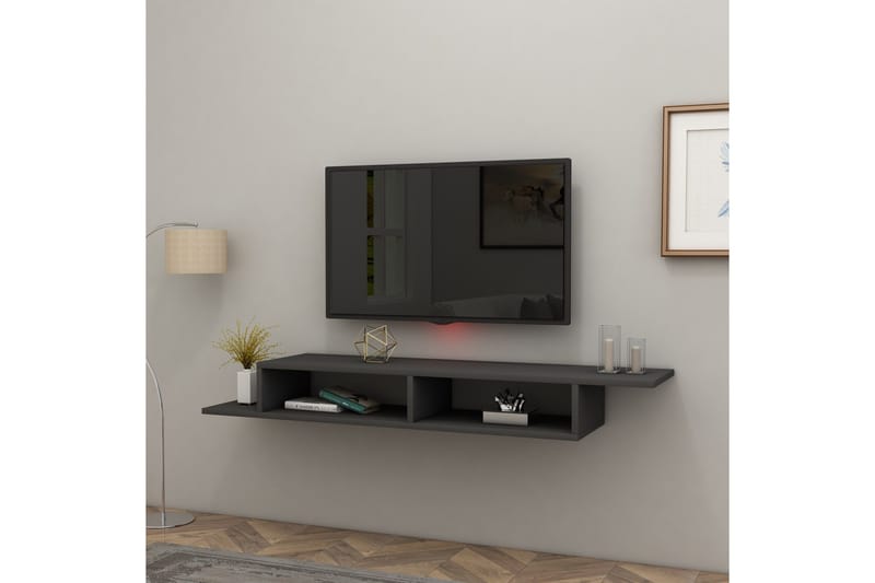 Muson Vägghängd Tv Bänk 120 cm med Förvaring i Målat Trä - Antracit - Möbler - Vardagsrum - Tv-möbler & mediamöbler - Tv-bänkar