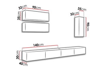 Narbonne Väggenhet 280 cm - Natur/Svart - Möbler - Vardagsrum - Tv-möbler & mediamöbler - Tv-möbelset