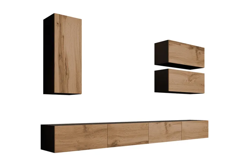 Narbonne Väggenhet 280 cm - Natur/Svart - Möbler - Vardagsrum - Tv-möbler & mediamöbler - Tv-möbelset