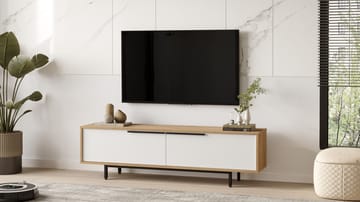 Nilena TV-bänk 160x45,1x35,5 cm - ek, vit - Möbler - Vardagsrum - Tv-möbler & mediamöbler - Tv-bänkar
