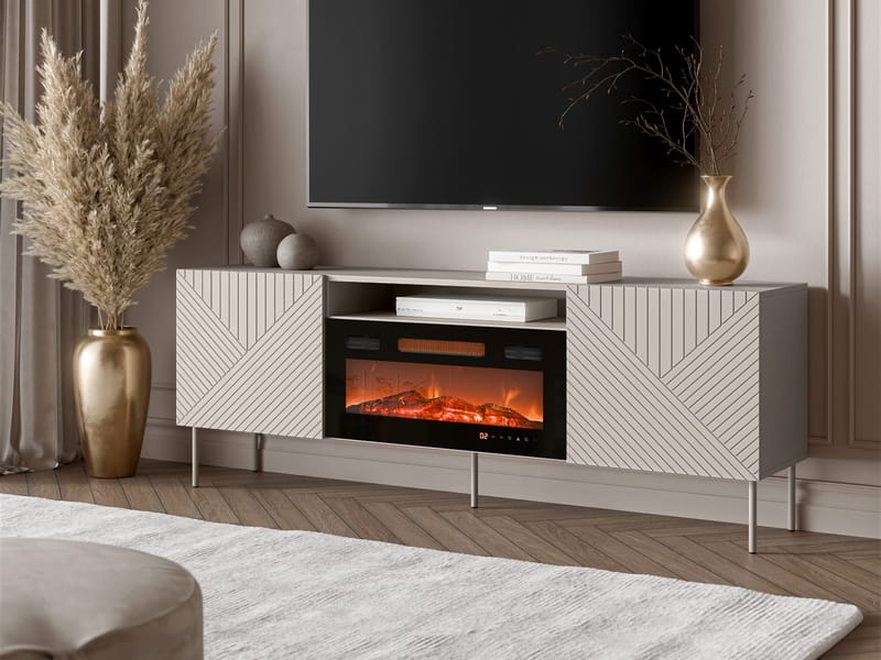 Norrs Golvstående Tv Bänk 191 cm med Förvaring i Målat Trä - Beige - Möbler - Vardagsrum - Tv-möbler & mediamöbler - Tv-bänkar