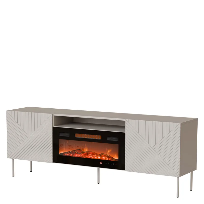 Norrs Golvstående Tv Bänk 191 cm med Förvaring i Målat Trä, Beige