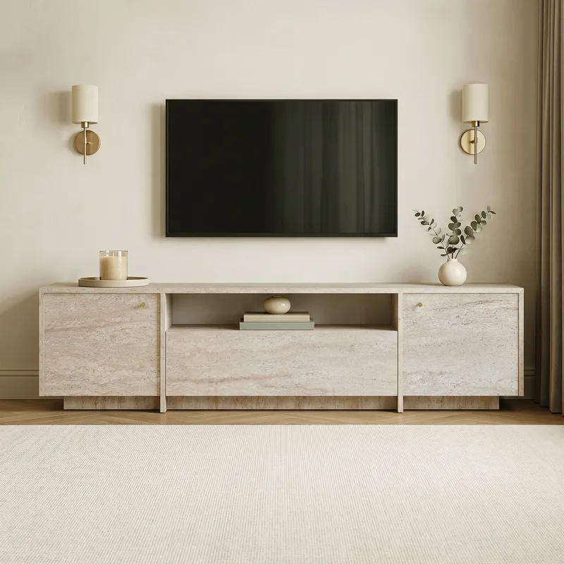 Nover TV-bänk 180x46x35 cm - Travertin - Möbler - Vardagsrum - Tv-möbler & mediamöbler - Tv-bänkar