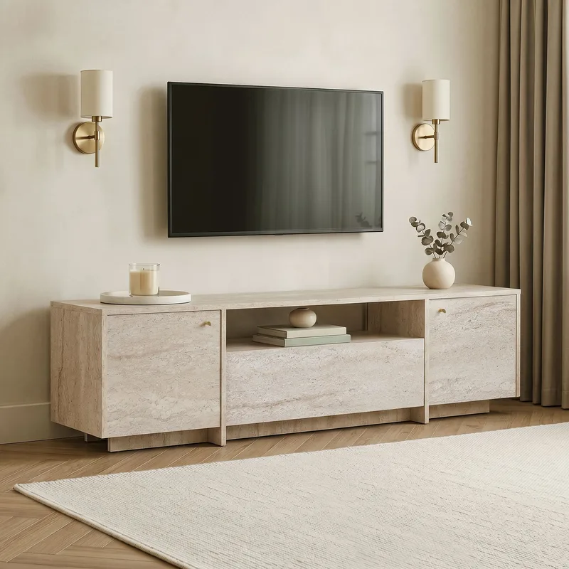 Nover TV-bänk 180x46x35 cm - Travertin - Möbler - Vardagsrum - Tv-möbler & mediamöbler - Tv-bänkar