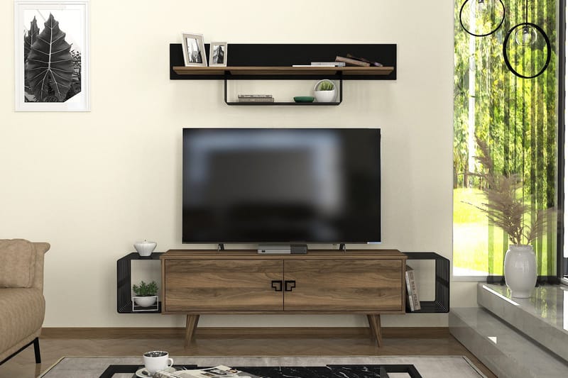 OLTRE Tv-möbelset 188x35 cm Brun/Svart - Tv-möbelset