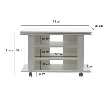 Olyricon TV-bänk 78 cm Med förvaring Rullbar - Vit och svart - Möbler - Vardagsrum - Tv-möbler & mediamöbler - Tv-bänkar