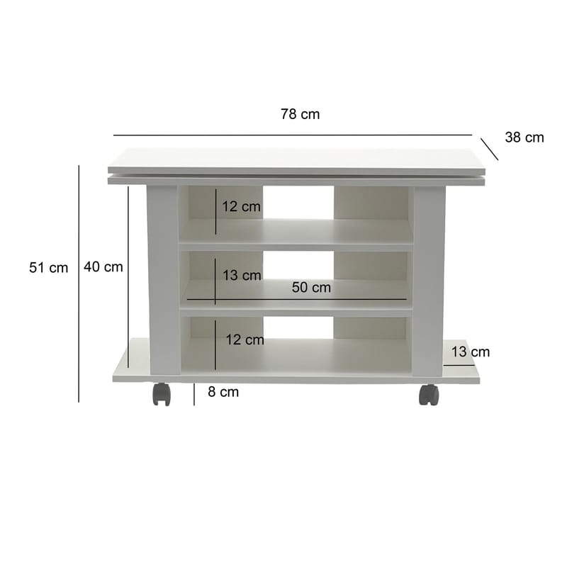 Olyricon TV-bänk 78 cm Med förvaring Rullbar - Vit och svart - Möbler - Vardagsrum - Tv-möbler & mediamöbler - Tv-bänkar
