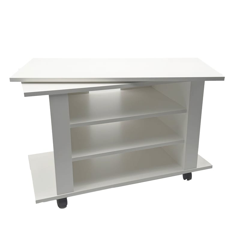 Olyricon TV-bänk 78 cm Med förvaring Rullbar - Vit och svart - Möbler - Vardagsrum - Tv-möbler & mediamöbler - Tv-bänkar