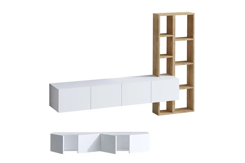 Pana Tv-möbelset 182x32 cm Vit/Brun - Hanah Home - Möbler - Vardagsrum - Tv-möbler & mediamöbler - Tv-möbelset