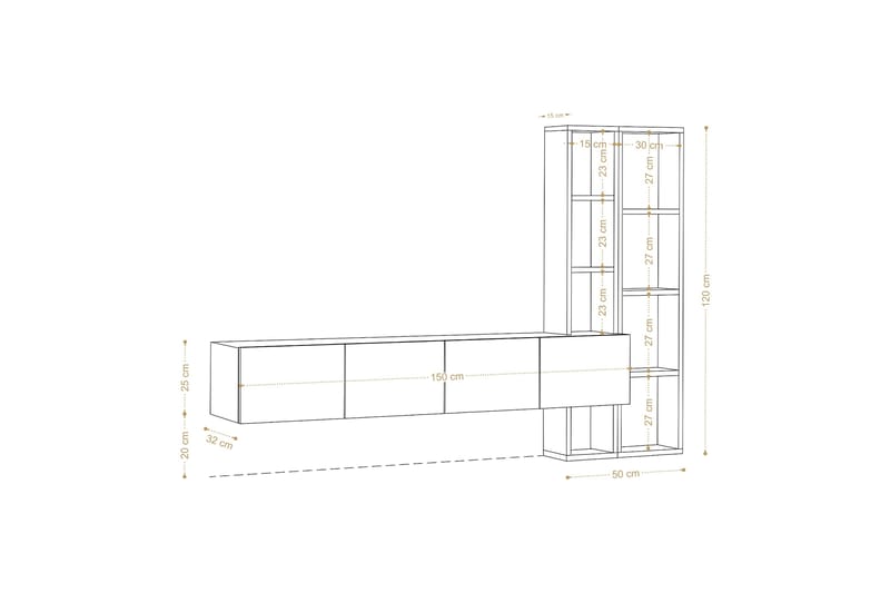 Pana Tv-möbelset 182x32 cm Vit/Brun - Hanah Home - Möbler - Vardagsrum - Tv-möbler & mediamöbler - Tv-möbelset