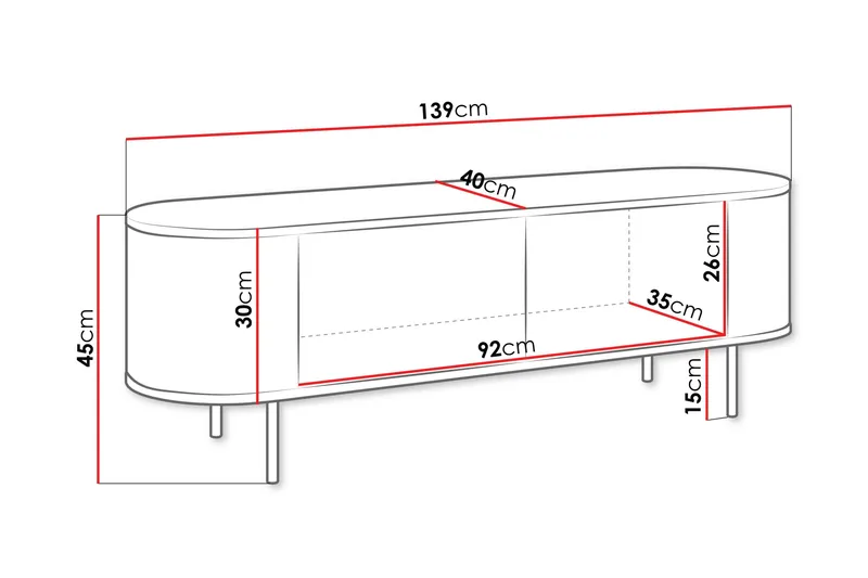 Pantego Tv-bänk 139x40 cm - Brun - Möbler - Vardagsrum - Tv-möbler & mediamöbler - Tv-bänkar