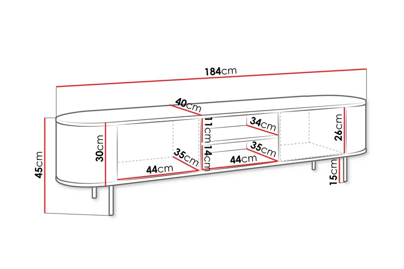 Pantego Tv-bänk 184x40 cm - Vit - Möbler - Vardagsrum - Tv-möbler & mediamöbler - Tv-bänkar
