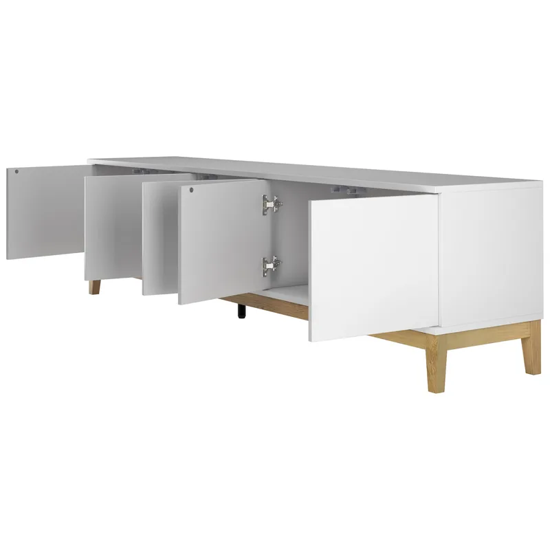 Pelle Tv-bänk 200 cm - Vit/Wotan-ek - Möbler - Vardagsrum - Tv-möbler & mediamöbler - Tv-bänkar