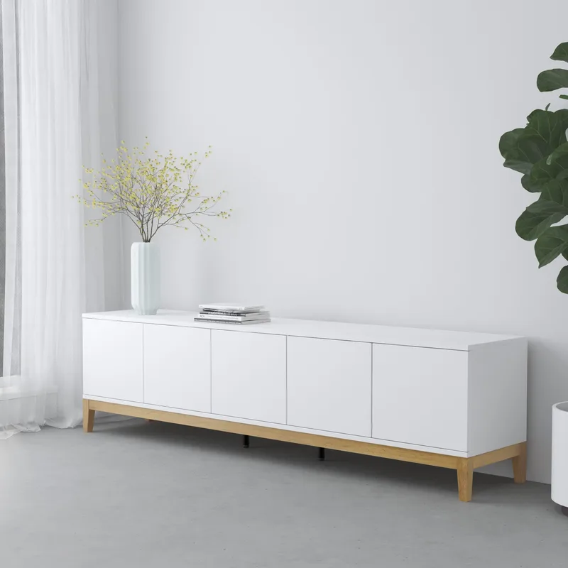 Pelle Tv-bänk 200 cm - Vit/Wotan-ek - Möbler - Vardagsrum - Tv-möbler & mediamöbler - Tv-bänkar