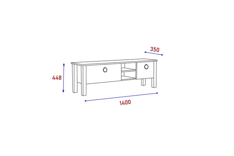 PERRENMIES Tv-bänk 140x35 cm Vit/Svart - Tv-bänkar