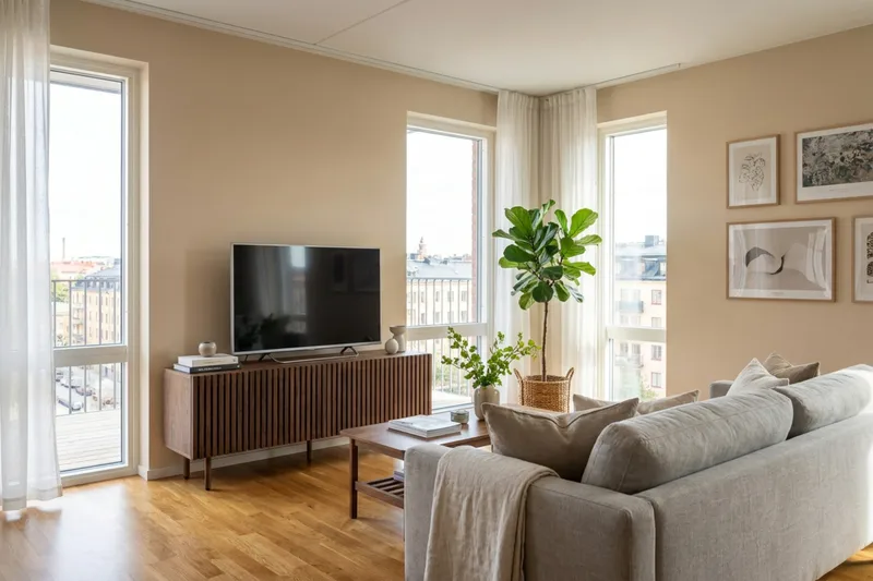 Peyra Ribbad Tv-bänk 120 cm - Valnöt - Möbler - Vardagsrum - Tv-möbler & mediamöbler - Tv-bänkar