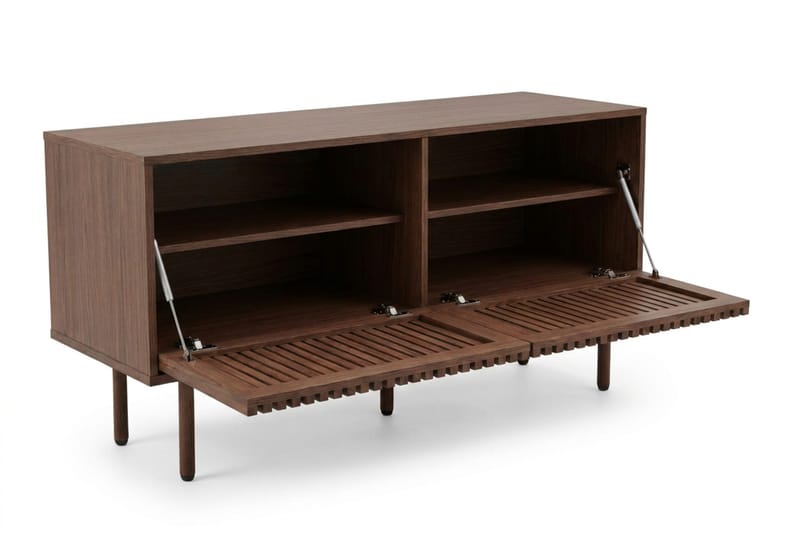 Peyra Ribbad Tv-bänk 120 cm - Valnöt - Möbler - Vardagsrum - Tv-möbler & mediamöbler - Tv-bänkar