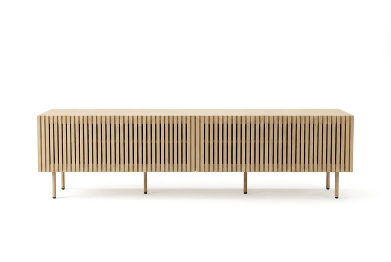 Peyra Ribbad Tv-bänk 200 cm, Natur