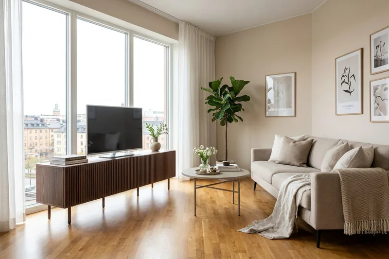 Peyra Ribbad Tv-bänk 200 cm - Valnöt - Möbler - Vardagsrum - Tv-möbler & mediamöbler - Tv-bänkar
