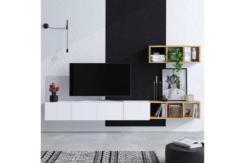 PIA Tv-möbelset 215x32 cm Vit/Brun - Tv-möbelset