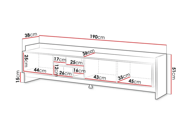 Polina Tv-bänk 190 cm - Brun/Svart - Möbler - Vardagsrum - Tv-möbler & mediamöbler - Tv-bänkar